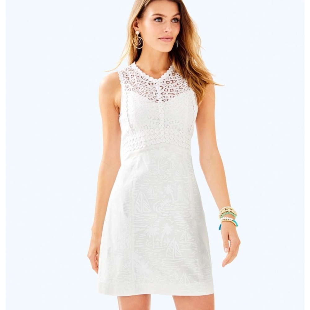 Lilly Pullitzer Size 00 Leigh Stretch Shift Dress Resort White